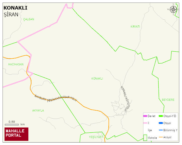 YEŞİLBÜK BELDESİ KONAKLI Mahallesi Haritası | Dağlar, Ovalar ve Akarsu Bilgileri