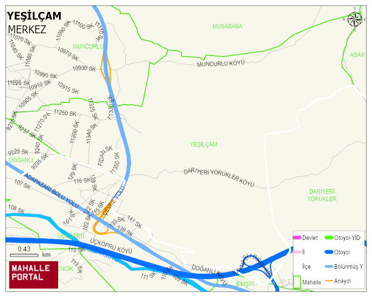 YEŞİLÇAM Köyü Haritası | İnteraktif Köy ve Mahalle Sınırları