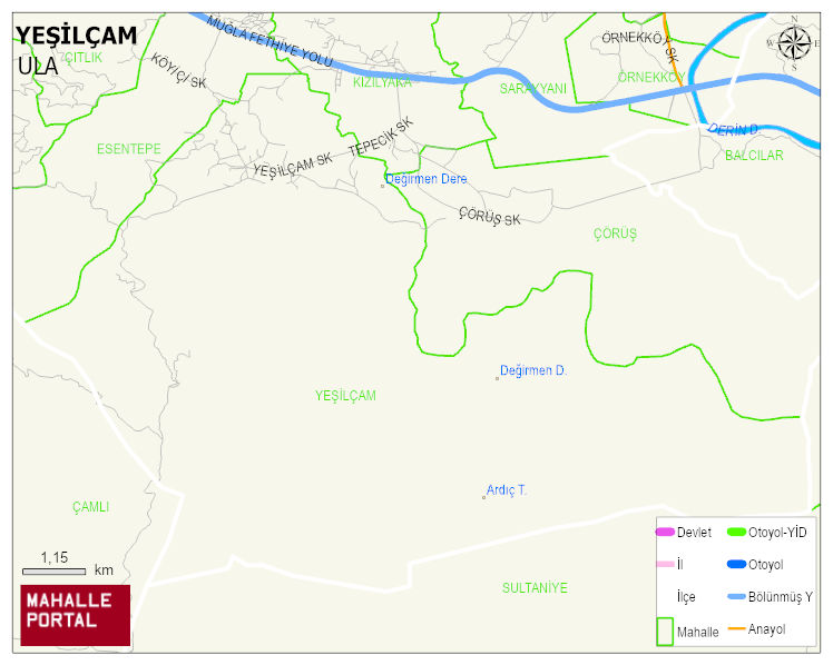 YEŞİLÇAM Mahallesi Haritası | Sayısal Bölge Görünümü