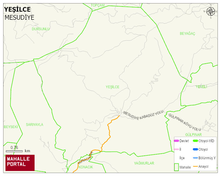 YEŞİLCE Mahallesi Haritası | Detaylı Köy ve Mahalle Görünümü