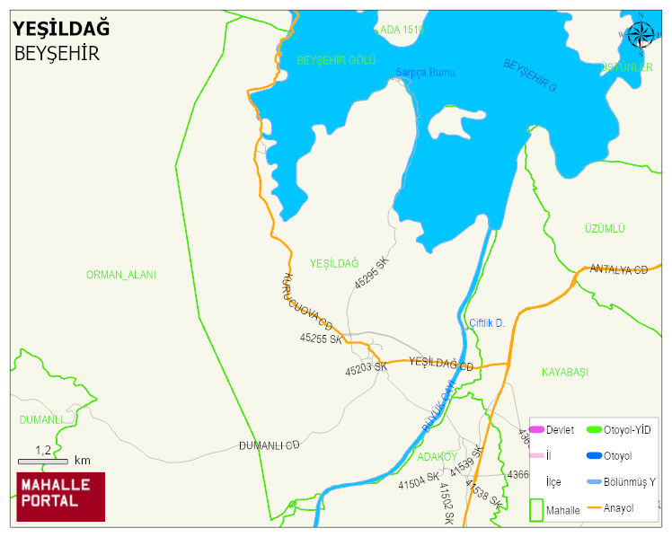 YEŞİLDAĞ Mahallesi Haritası | Dağlar, Ovalar ve Akarsu Bilgileri
