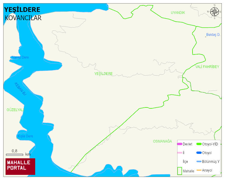 YEŞİLDERE Köyü Haritası | Dağlar, Ovalar ve Akarsu Bilgileri