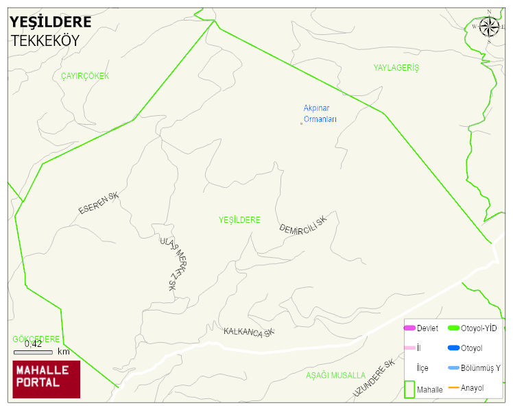 YEŞİLDERE Mahallesi Haritası | İnteraktif Köy ve Mahalle Sınırları