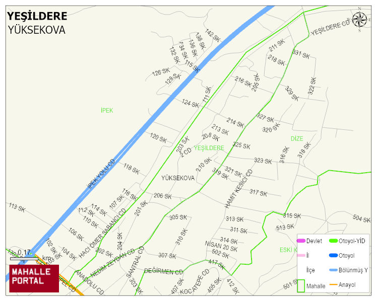 YEŞİLDERE Mahallesi Haritası | Yükselti ve Doğa Özellikleri