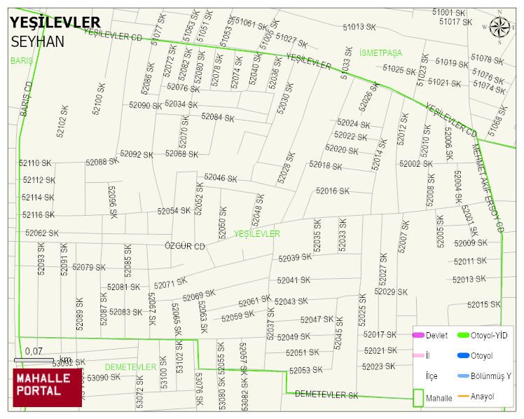 YEŞİLEVLER Mahallesi Haritası | Mahalle ve Köy Sınırı
