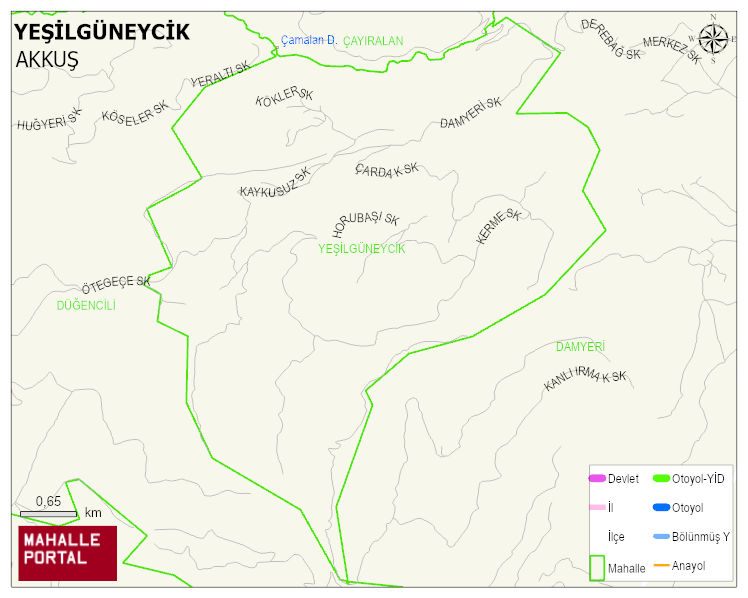 YEŞİLGÜNEYCİK Mahallesi Haritası | Sayısal Bölge Görünümü