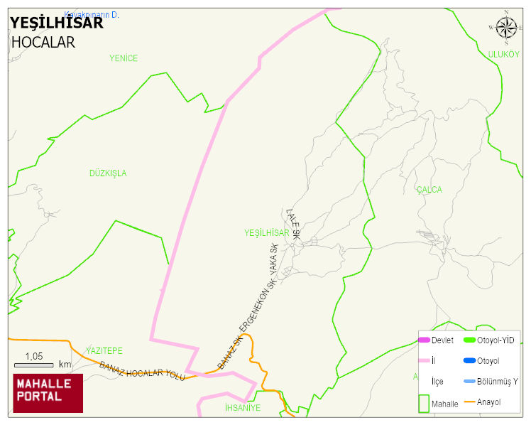 YEŞİLHİSAR Köyü Haritası | Detaylı Köy ve Mahalle Görünümü