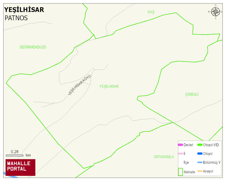 YEŞİLHİSAR Köyü Haritası | Mahalle ve Köy Sınırı