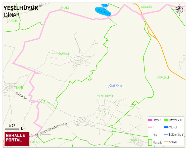YEŞİLHÜYÜK Köyü Haritası | Yükselti ve Doğa Özellikleri