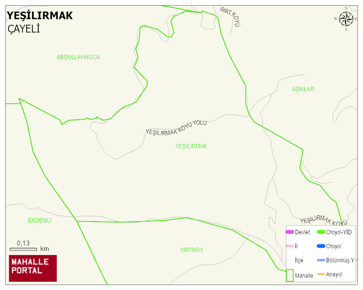 YEŞİLIRMAK Köyü Haritası | Mahalle ve Köy Sınırı