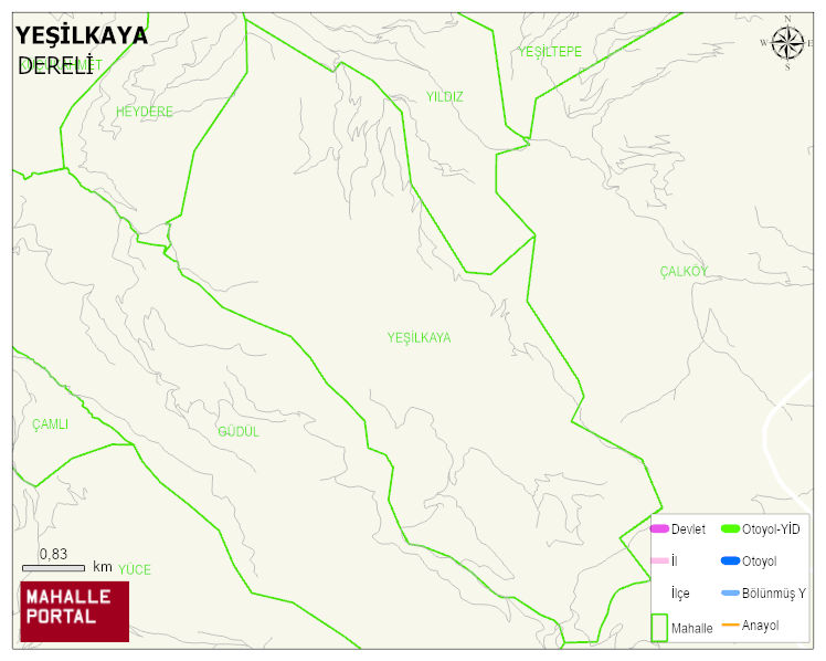 YEŞİLKAYA Köyü Haritası | İnteraktif Köy ve Mahalle Sınırları