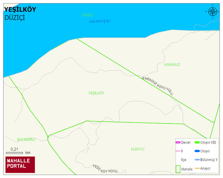 YEŞİLKÖY Köyü Haritası | Dağlar, Ovalar ve Akarsu Bilgileri