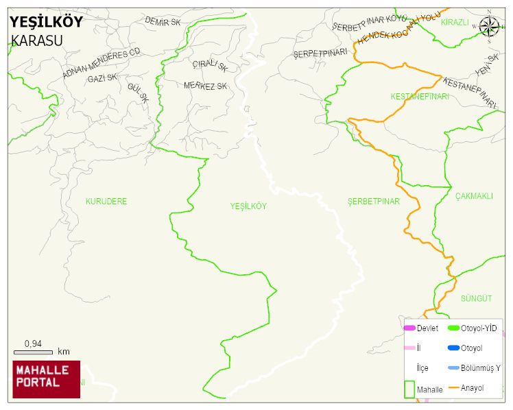 YEŞİLKÖY Mahallesi Haritası | Dağlar, Ovalar ve Akarsu Bilgileri