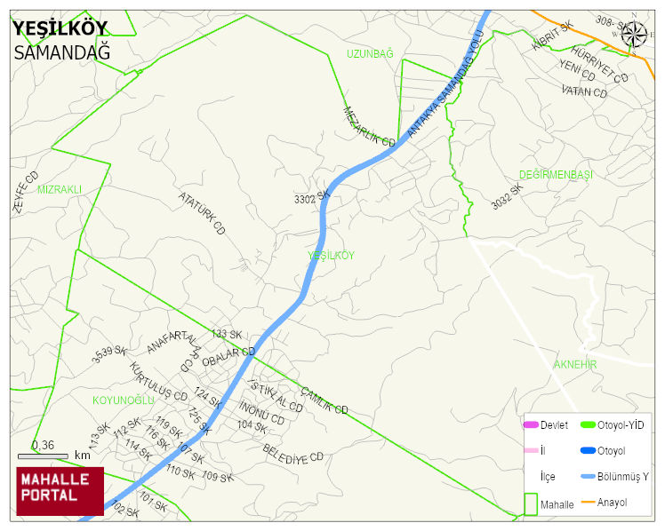 YEŞİLKÖY Mahallesi Haritası | Yükselti ve Doğa Özellikleri