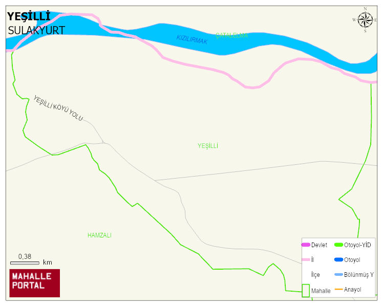 YEŞİLLİ Köyü Haritası | Mahalle ve Köy Sınırı