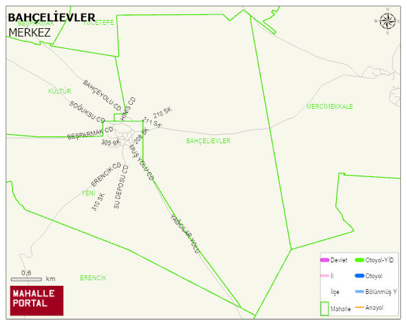 YEŞİLOVA BELDESİ BAHÇELİEVLER Mahallesi Haritası | Yükselti ve Doğa Özellikleri
