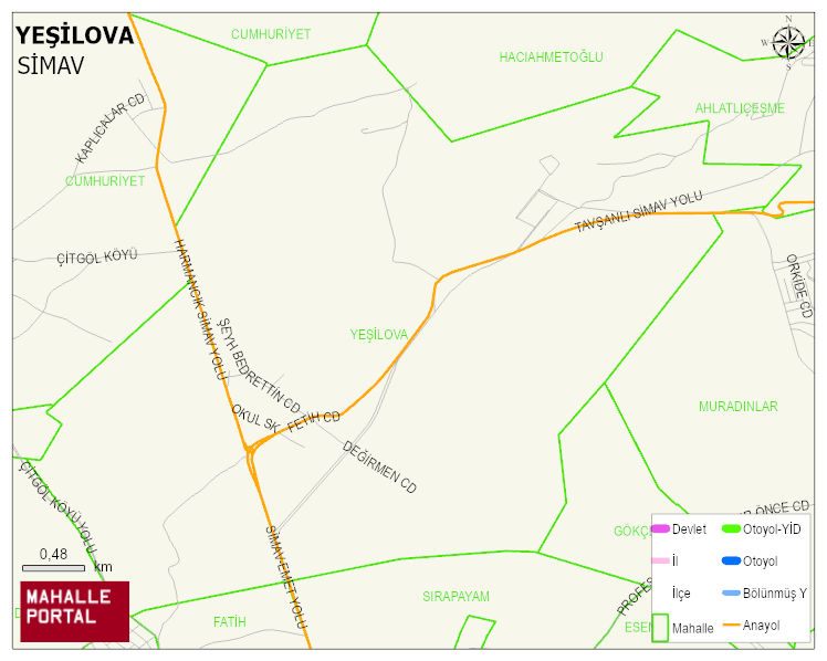 YEŞİLOVA Mahallesi Haritası | İnteraktif Köy ve Mahalle Sınırları