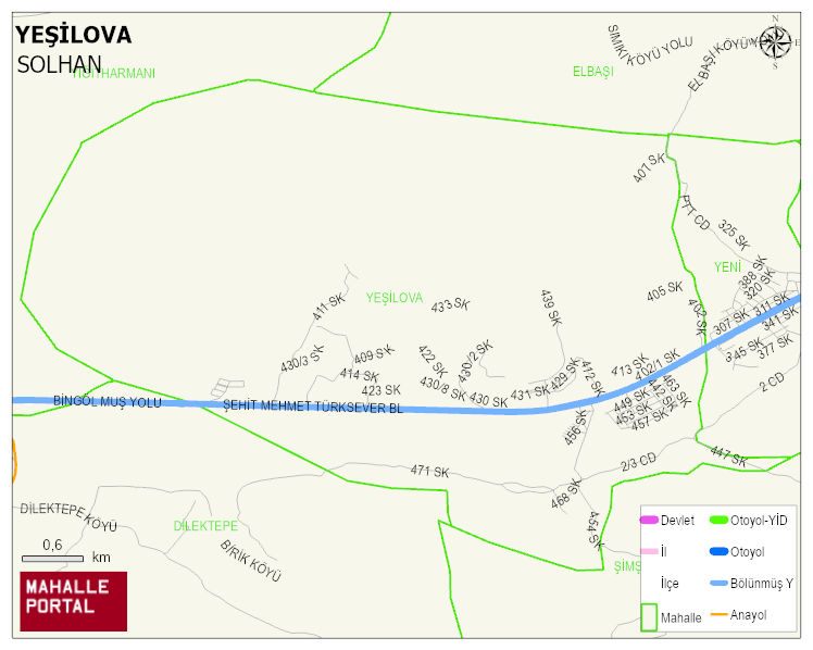 YEŞİLOVA Mahallesi Haritası | İnteraktif Köy ve Mahalle Sınırları