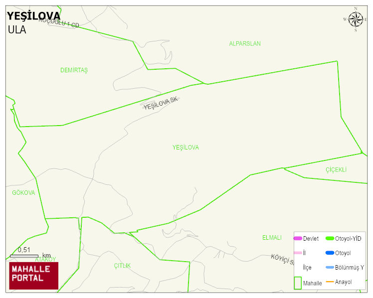 YEŞİLOVA Mahallesi Haritası | Coğrafi Yapı ve Detaylı Haritası