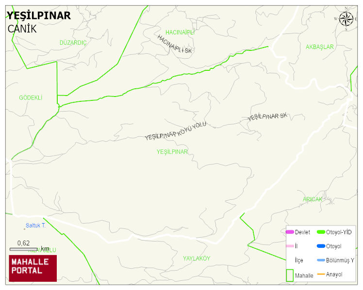 YEŞİLPINAR Mahallesi Haritası | Dağlar, Ovalar ve Akarsu Bilgileri