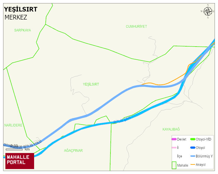 YEŞİLSIRT Köyü Haritası | Mahalle ve Köy Sınırı