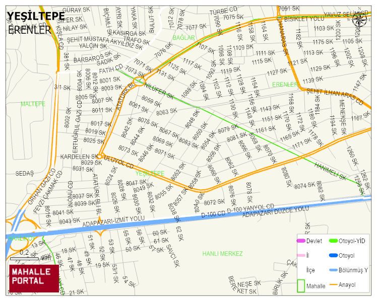 YEŞİLTEPE Mahallesi Haritası | Mahalle ve Köy Sınırı