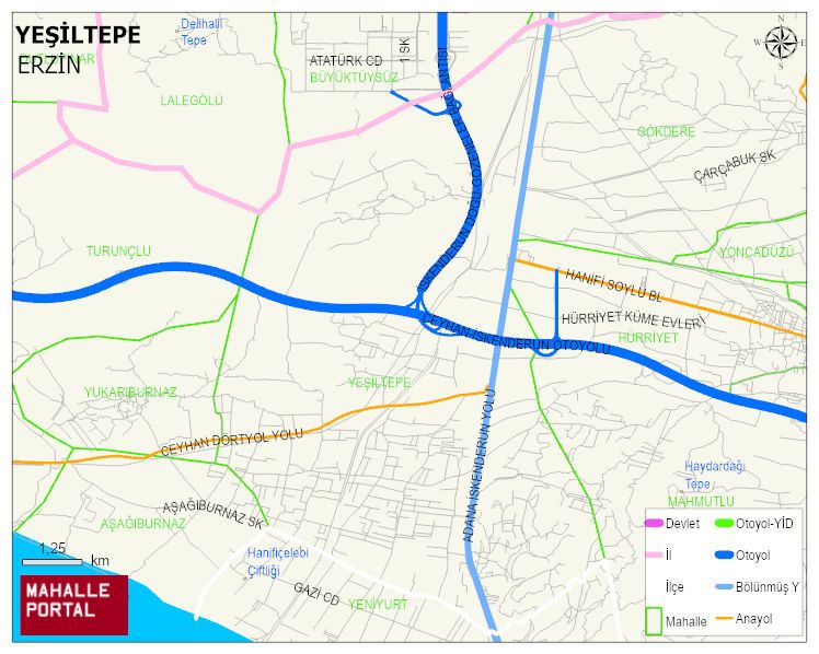 YEŞİLTEPE Mahallesi Haritası | Yükselti ve Doğa Özellikleri