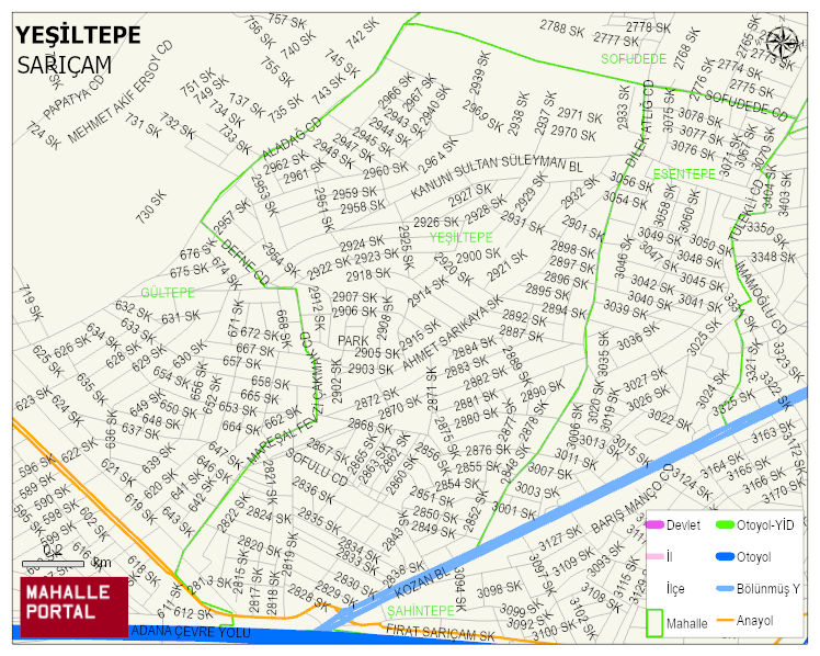 YEŞİLTEPE Mahallesi Haritası | Yükselti ve Doğa Özellikleri
