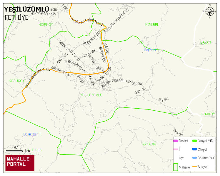 YEŞİLÜZÜMLÜ Mahallesi Haritası | Yükselti ve Doğa Özellikleri