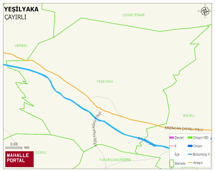 YEŞİLYAKA Köyü Haritası | Sayısal Bölge Görünümü