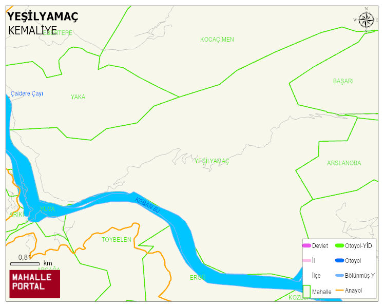YEŞİLYAMAÇ Köyü Haritası | Mahalle Sokak Haritası