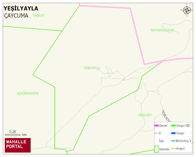 YEŞİLYAYLA Köyü Haritası | Yükselti ve Doğa Özellikleri