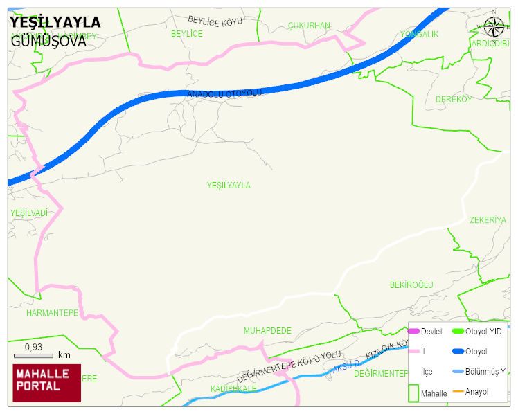 YEŞİLYAYLA Köyü Haritası | Mahalle ve Köy Sınırı