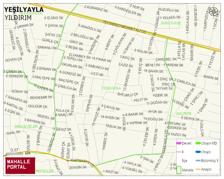YEŞİLYAYLA Mahallesi Haritası | Dağlar, Ovalar ve Akarsu Bilgileri