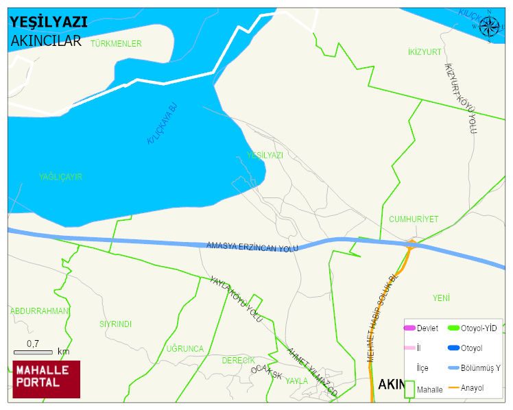 YEŞİLYAZI Mahallesi Haritası | Dağlar, Ovalar ve Akarsu Bilgileri