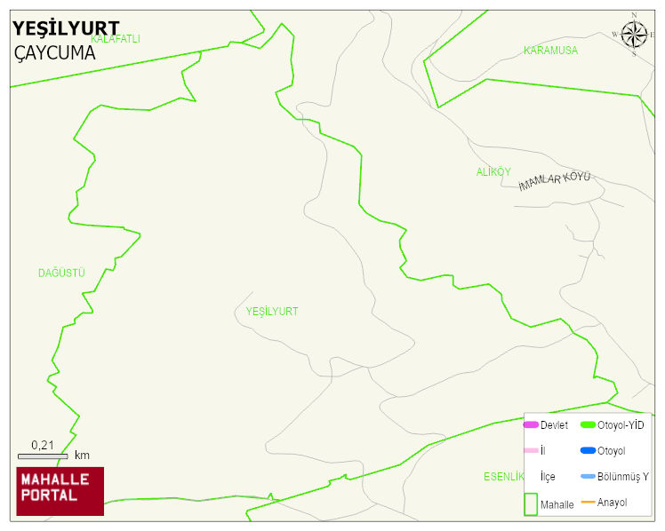 YEŞİLYURT Köyü Haritası | Yükselti ve Doğa Özellikleri