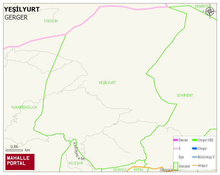 YEŞİLYURT Köyü Haritası | Yükselti ve Doğa Özellikleri