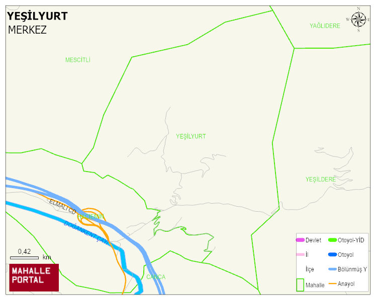 YEŞİLYURT Köyü Haritası | Dağlar, Ovalar ve Akarsu Bilgileri