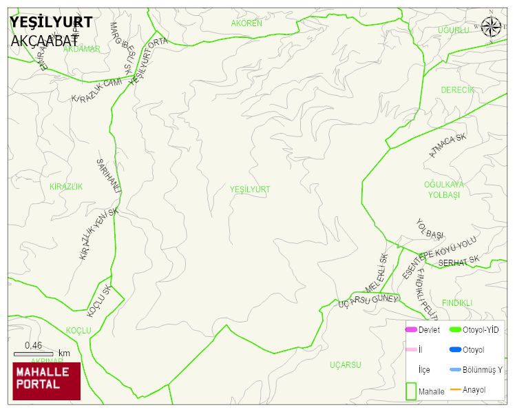 YEŞİLYURT Mahallesi Haritası | Yükselti ve Doğa Özellikleri