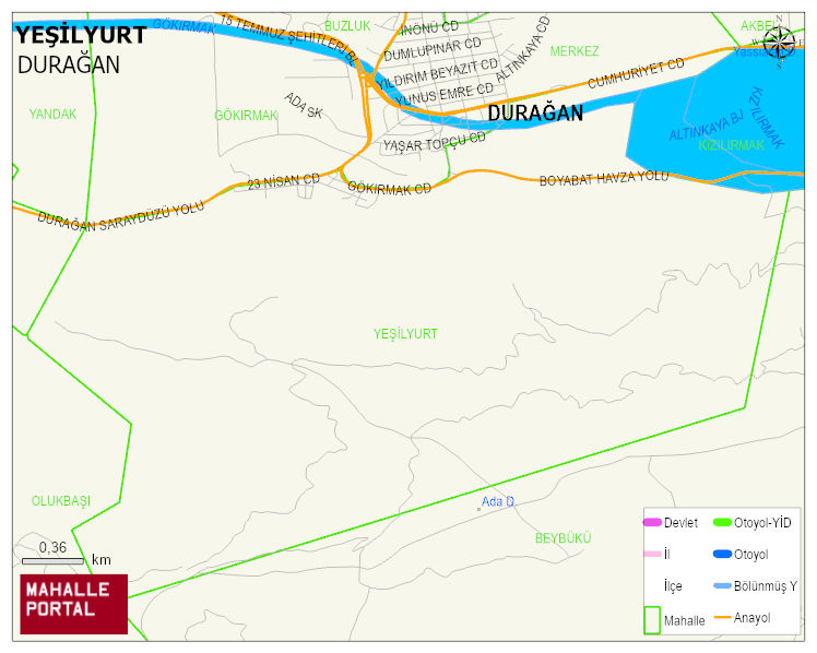 YEŞİLYURT Mahallesi Haritası | Coğrafi Yapı ve Detaylı Haritası