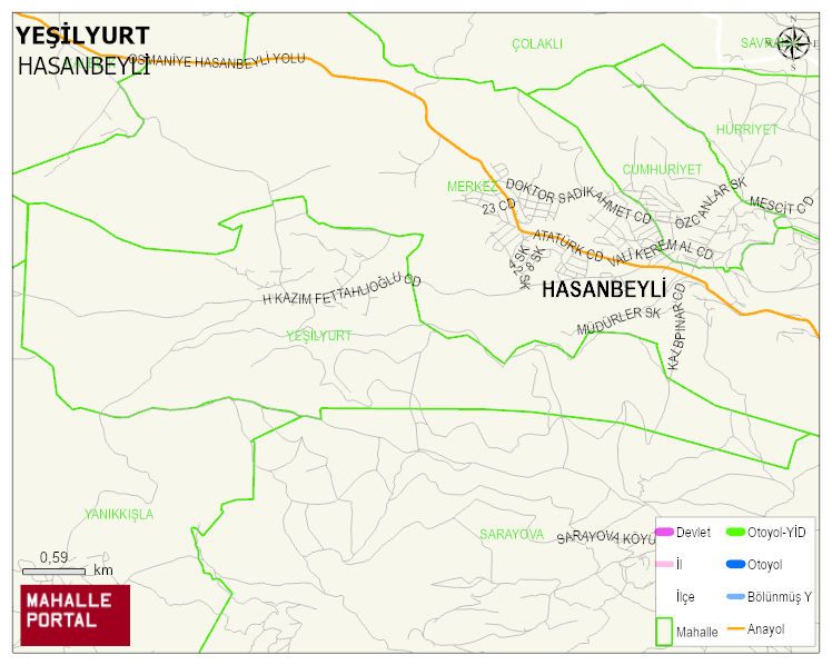 YEŞİLYURT Mahallesi Haritası | Dağlar, Ovalar ve Akarsu Bilgileri