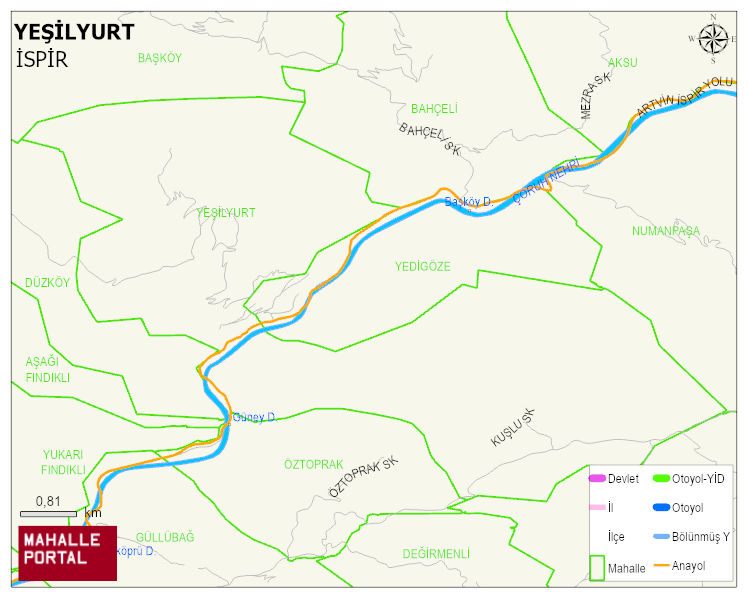 YEŞİLYURT Mahallesi Haritası | Yükselti ve Doğa Özellikleri