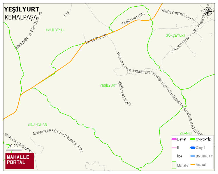 YEŞİLYURT Mahallesi Haritası | Yükselti ve Doğa Özellikleri