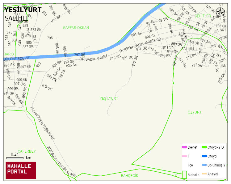 YEŞİLYURT Mahallesi Haritası | Dağlar, Ovalar ve Akarsu Bilgileri
