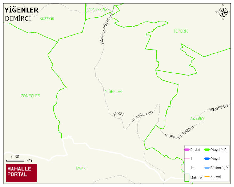 YİĞENLER Mahallesi Haritası | Yükselti ve Doğa Özellikleri