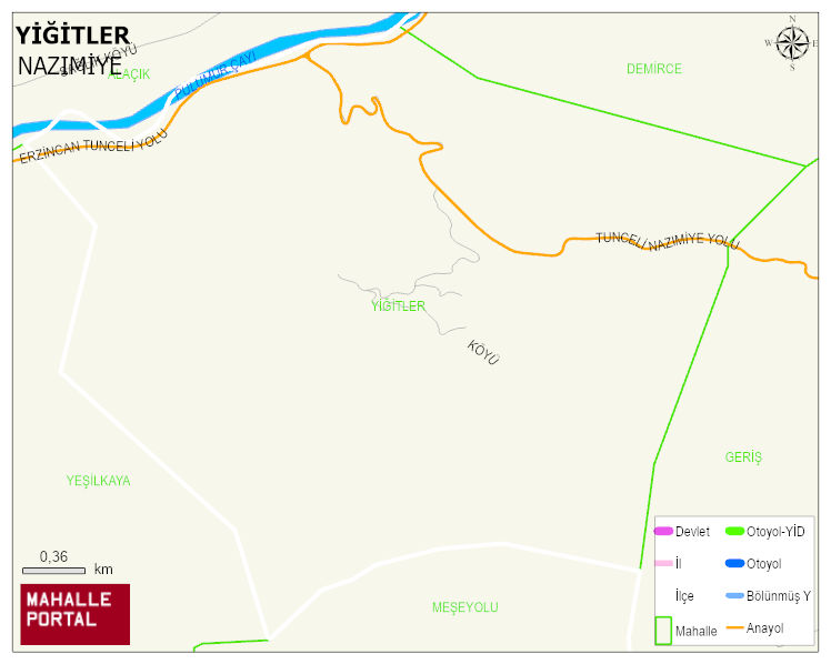 YİĞİTLER Köyü Haritası | İnteraktif Köy ve Mahalle Sınırları