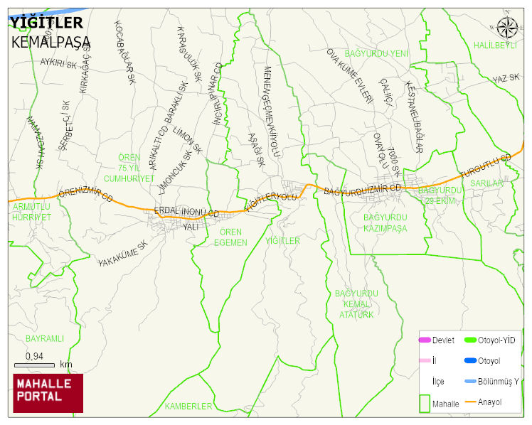 YİĞİTLER Mahallesi Haritası | Mahalle ve Köy Sınırı