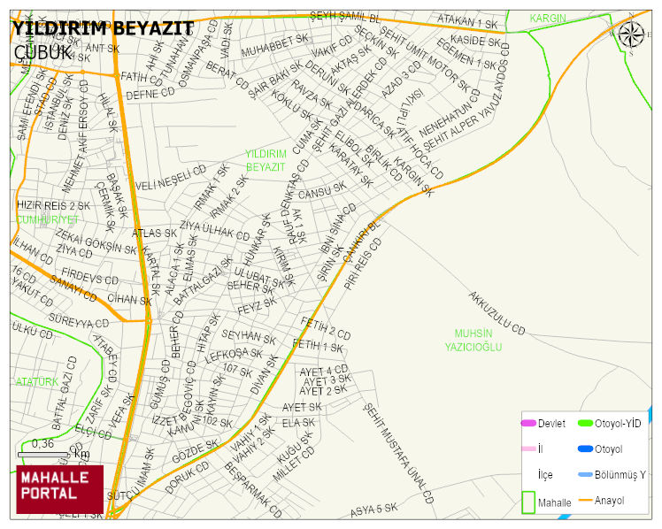 YILDIRIM BEYAZIT Mahallesi Haritası | Detaylı Köy ve Mahalle Görünümü