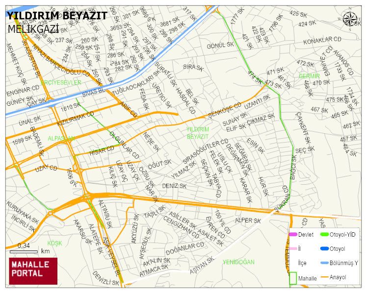 YILDIRIM BEYAZIT Mahallesi Haritası | Detaylı Köy ve Mahalle Görünümü