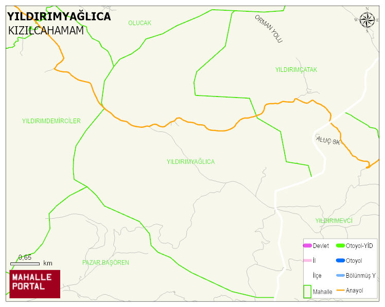 YILDIRIMYAĞLICA Mahallesi Haritası | Detaylı Köy ve Mahalle Görünümü